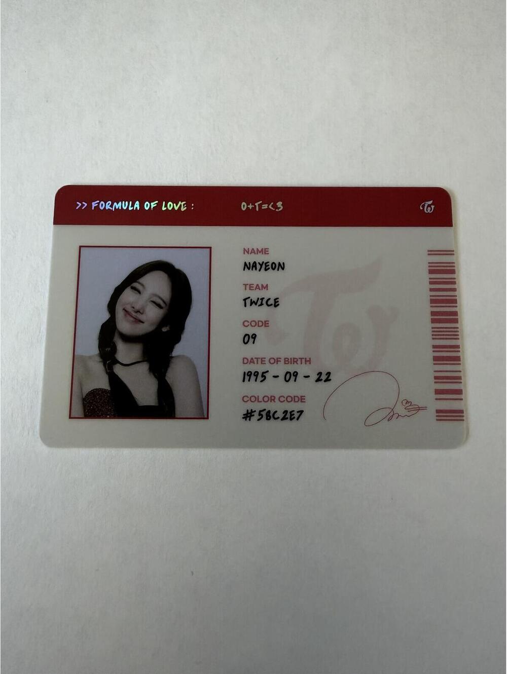 Twice Nayeon FORMULA OF LOVE Inclusion Scientist ID Photocard